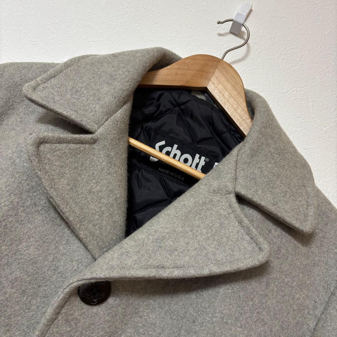 Schott ショット ピーコート シングル キルティング裏地 グレー USA製