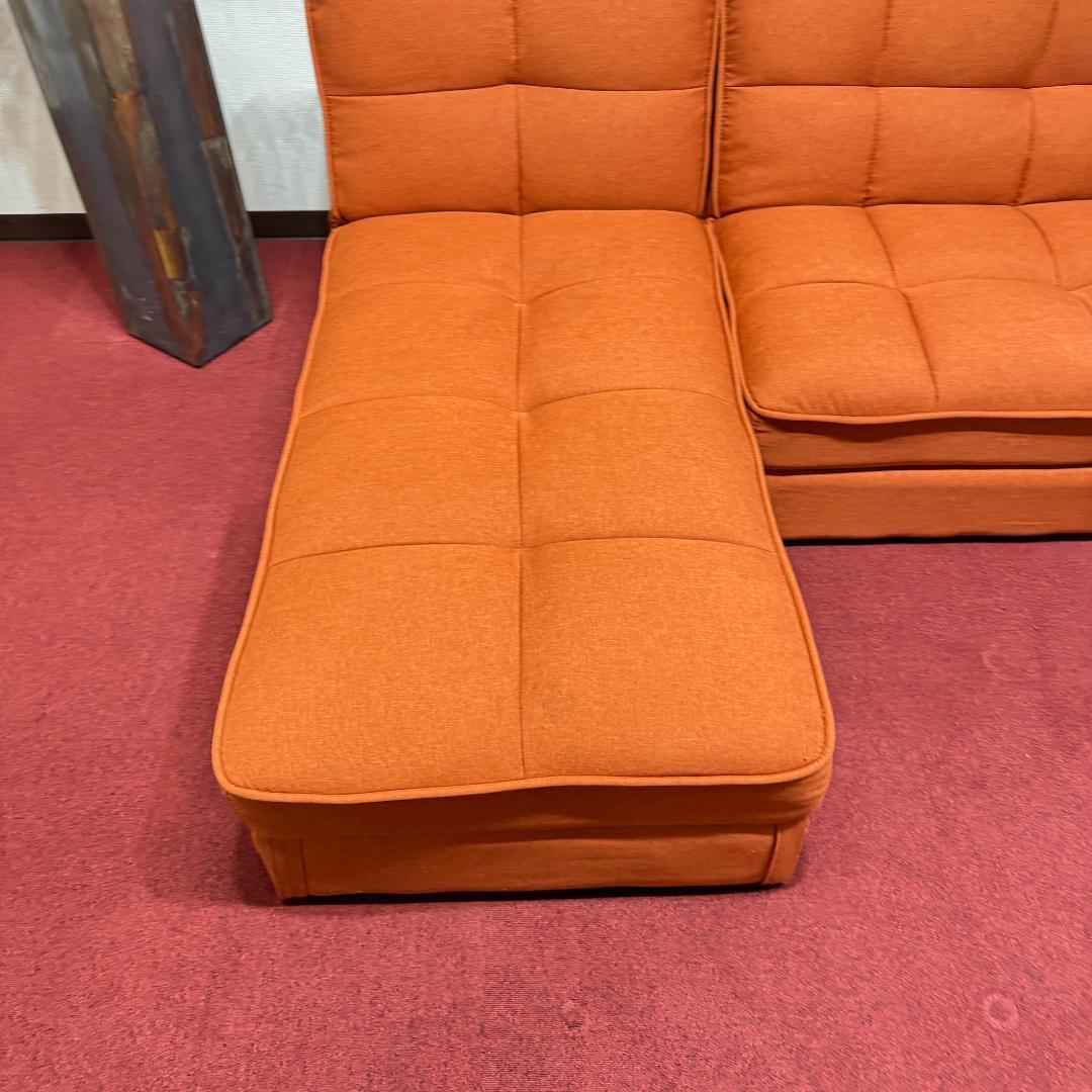 超美品L字型ソファー　収納有　オシャレなレンジ色