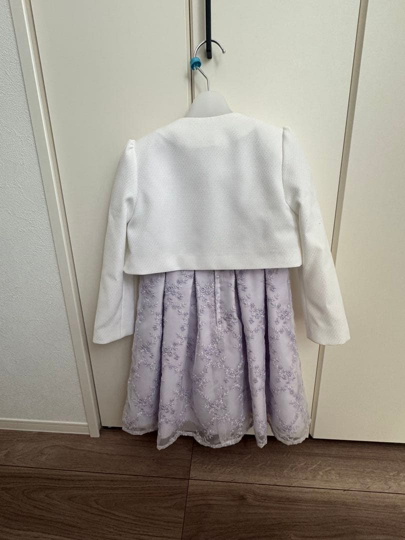 卒園式、入学式薄紫用フラワー刺繍ドレスとジャケットpetitmain
