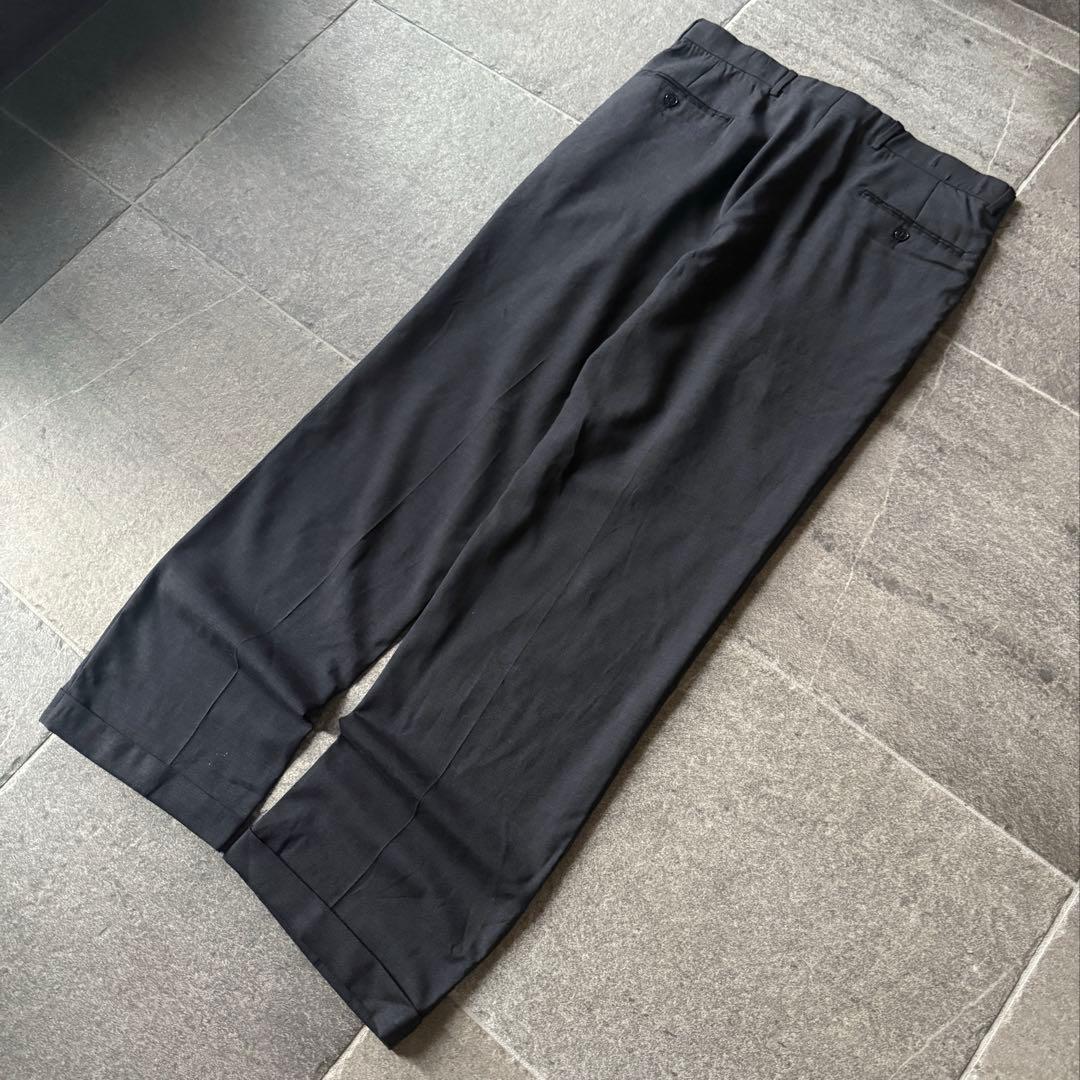 90s ワイドストレート 2タック スラックス \"ダークグレー\" W34/L31