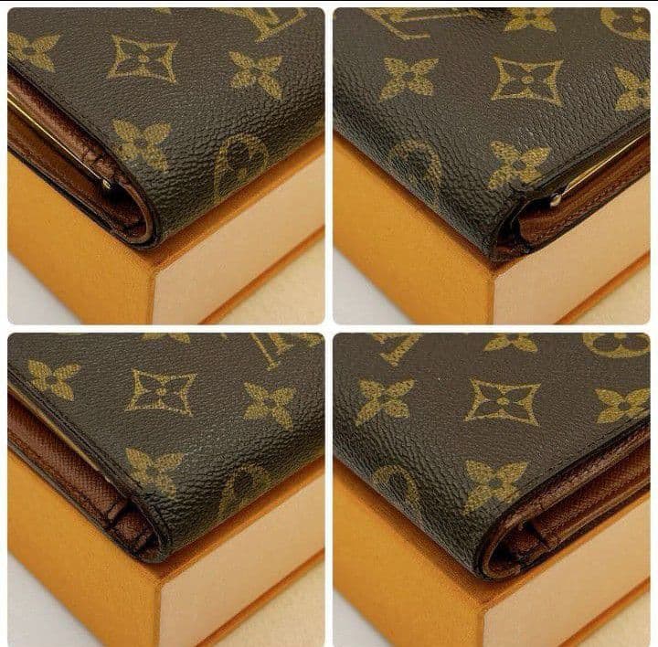 ルイヴィトンモノグラム二つ折り財布ブラウンレディースやや傷や汚れあり送料無料