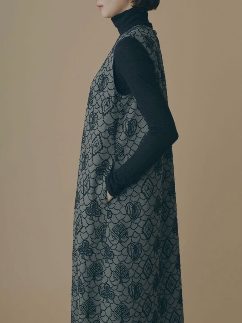 【未使用】ミナペルホネン　forest card グリーングレー　ドレス 36