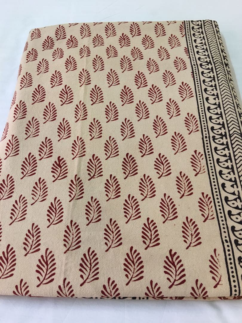 インド　ブロックプリント　ベットシーツ　&枕カバー