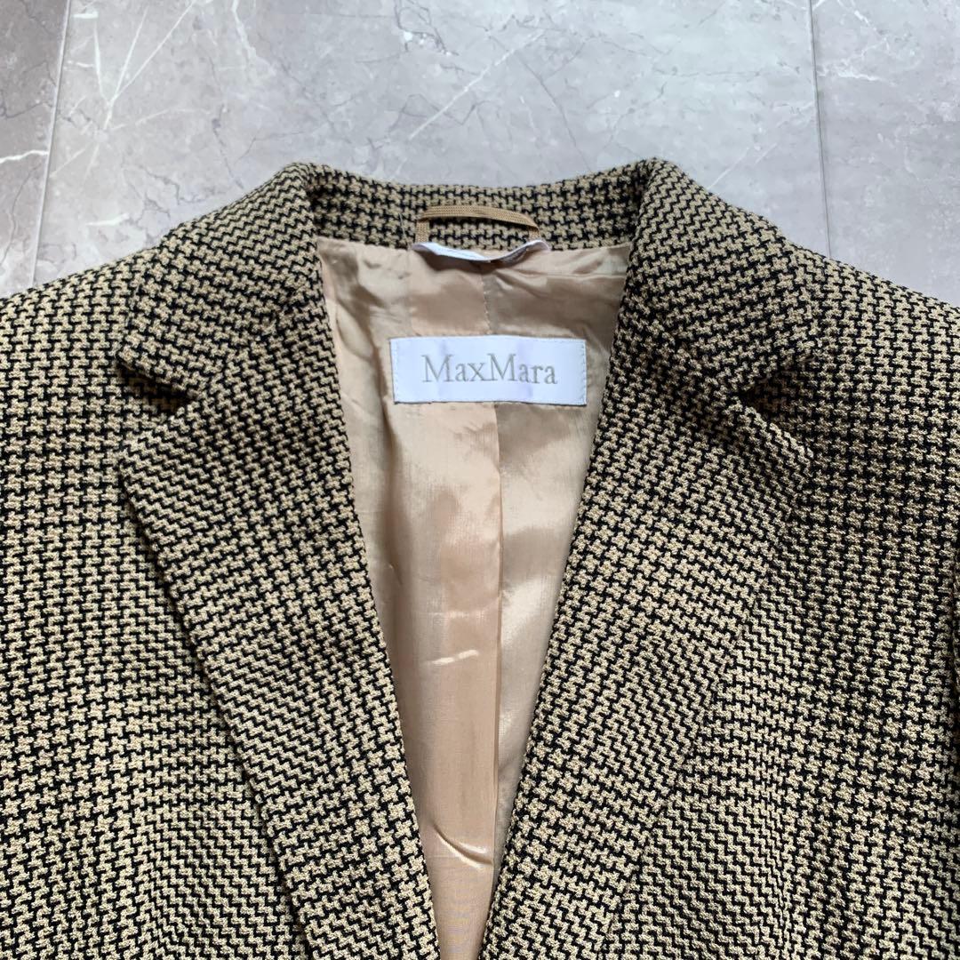 MaxMara マックスマーラ　千鳥格子ジャケット　ラナウール　白タグ　38