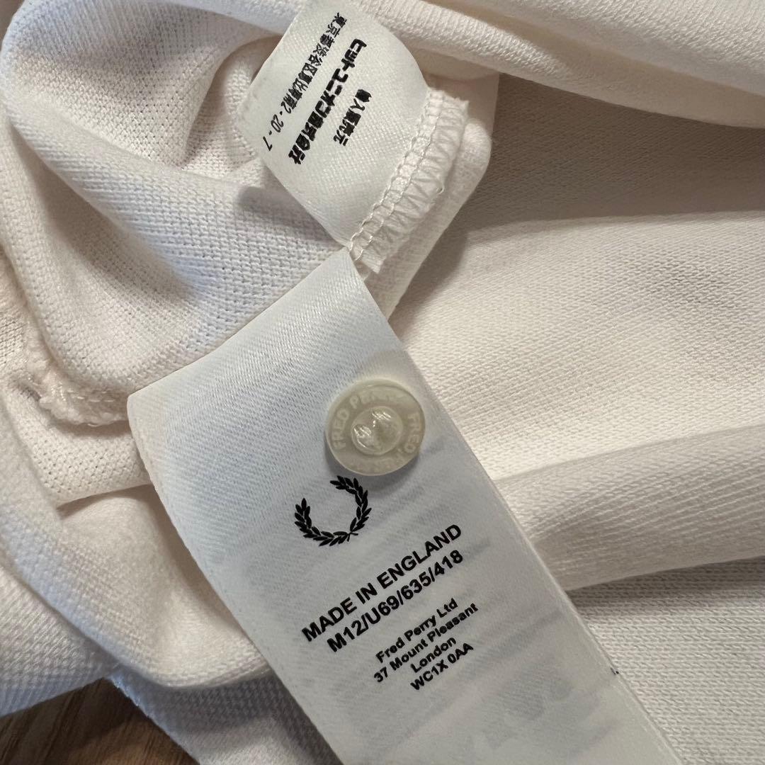 フレッドペリー M12 ポロシャツ 38 オフホワイト ブラウン イギリス製