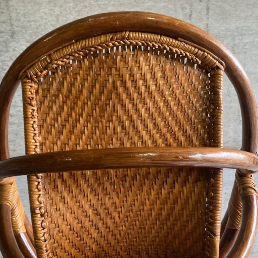 籐 ラタン 回転椅子 チェア 丸型 円形 編み込み アジアン 木製 家具 レトロ