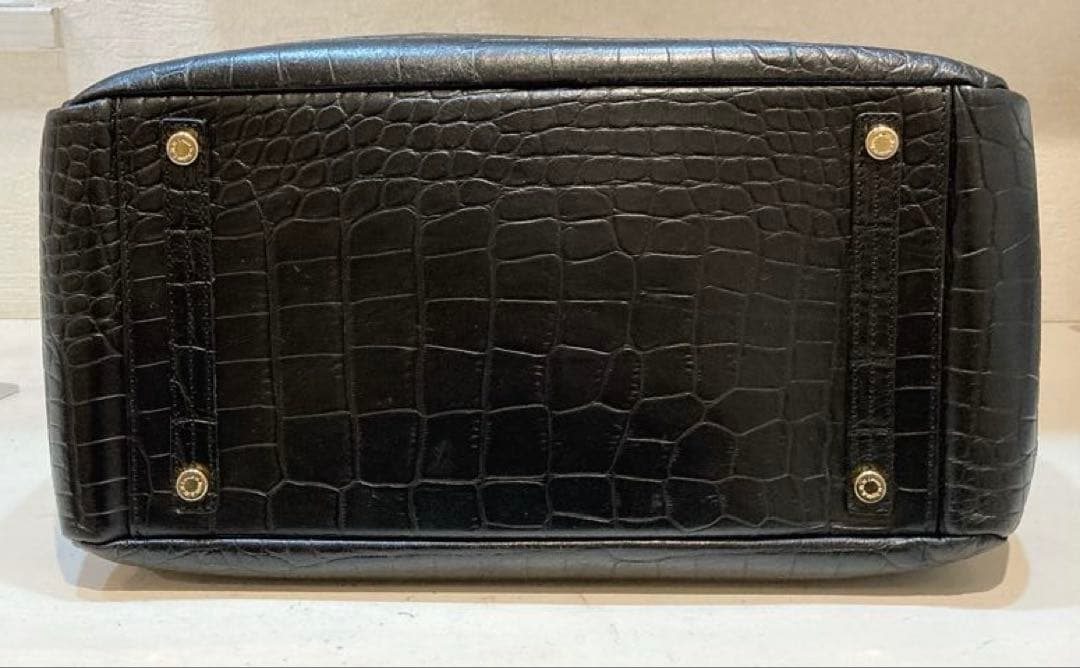 【美品】ADMJ クロコ型押し　レザー　トートバッグ　黒　A4可