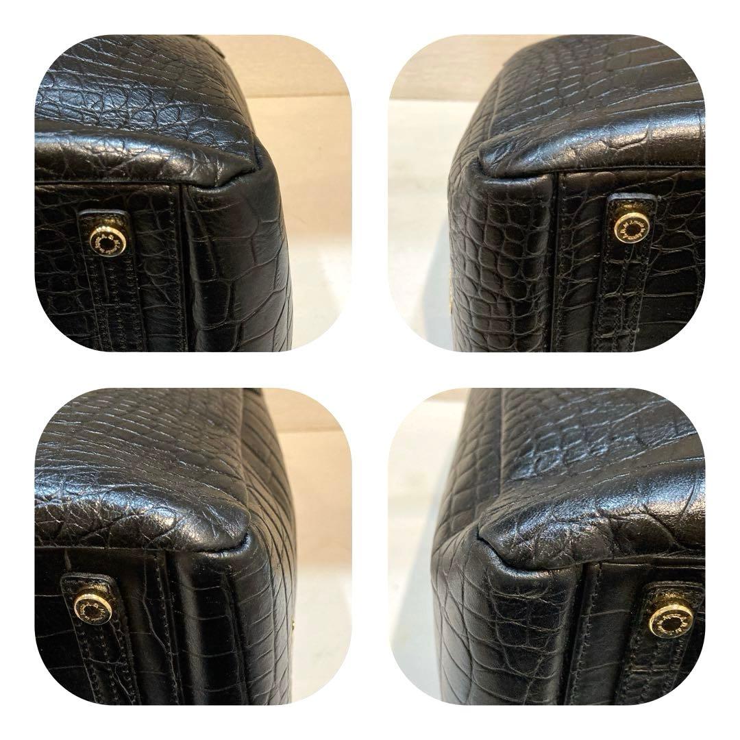 【美品】ADMJ クロコ型押し　レザー　トートバッグ　黒　A4可