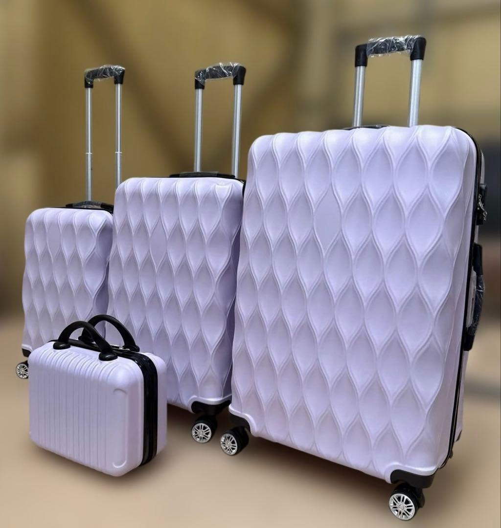 ラベンダーピンクキャリーケースソフトスーツケース 大小セット4個入れ子構造