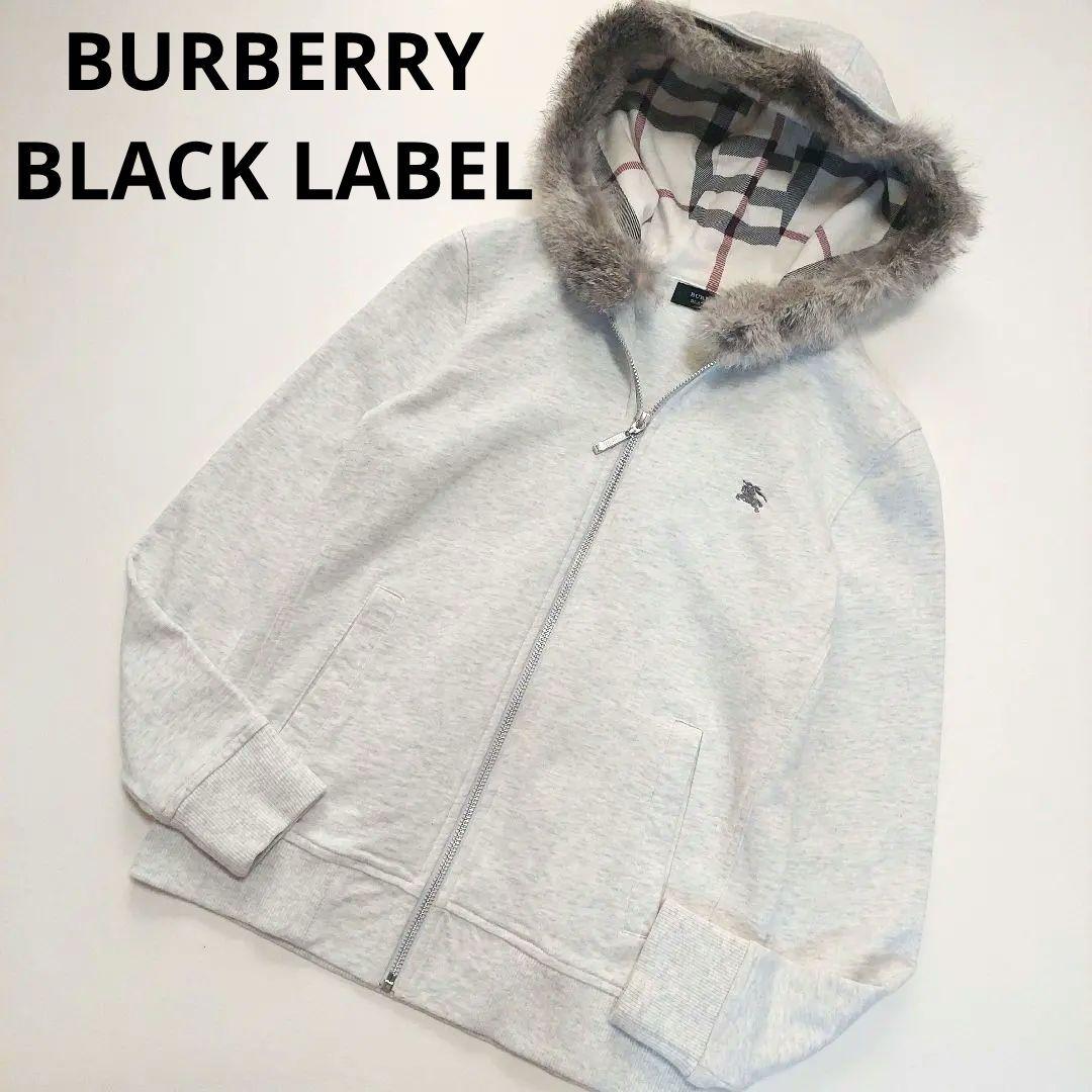 BURBERRY BLACK LABEL　ファー付フーディパーカー　ノバチェック