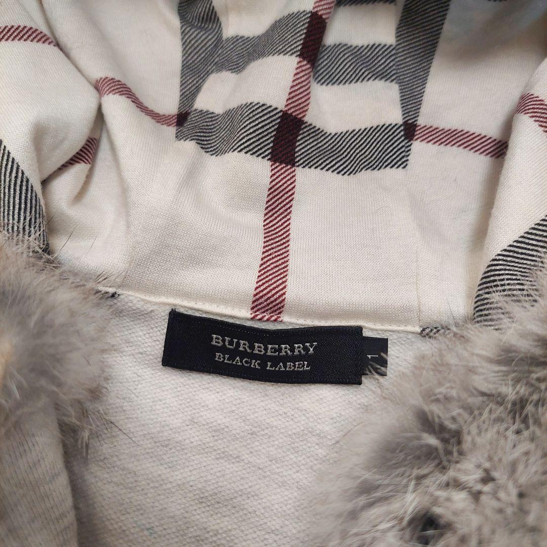 BURBERRY BLACK LABEL　ファー付フーディパーカー　ノバチェック