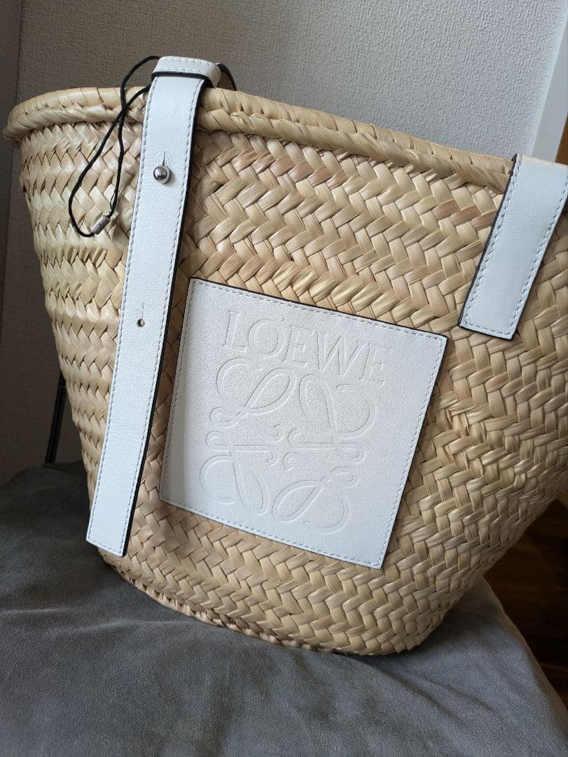 LOEWE バスケットバッグ　かごバッグ　白　ホワイト