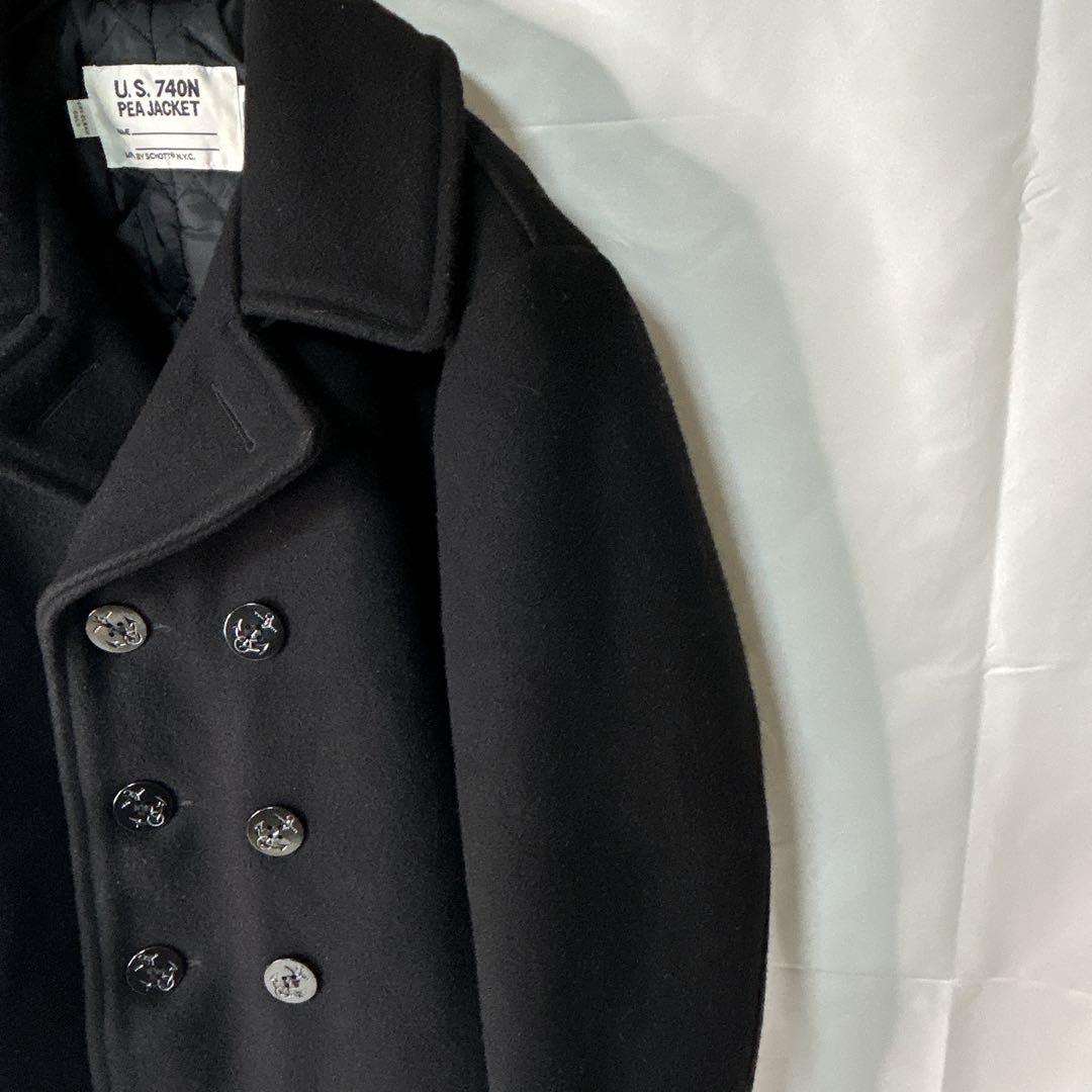 【米国製】Schott U.S.740N ピーコート 40 黒 ヴィンテージ