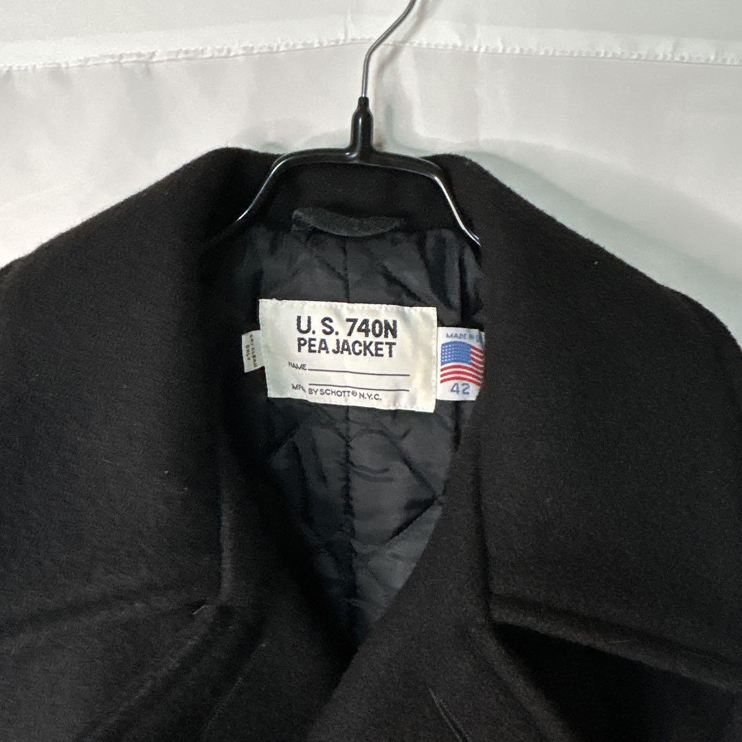 【米国製】Schott U.S.740N ピーコート 40 黒 ヴィンテージ