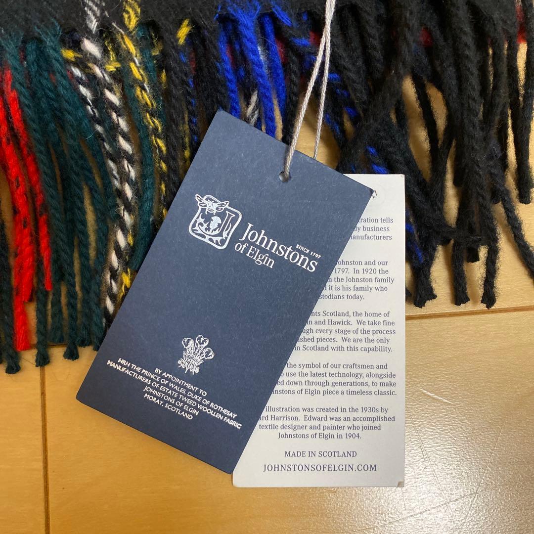 Johnstons of Elgin大判ストール ブラックスチュワート新品