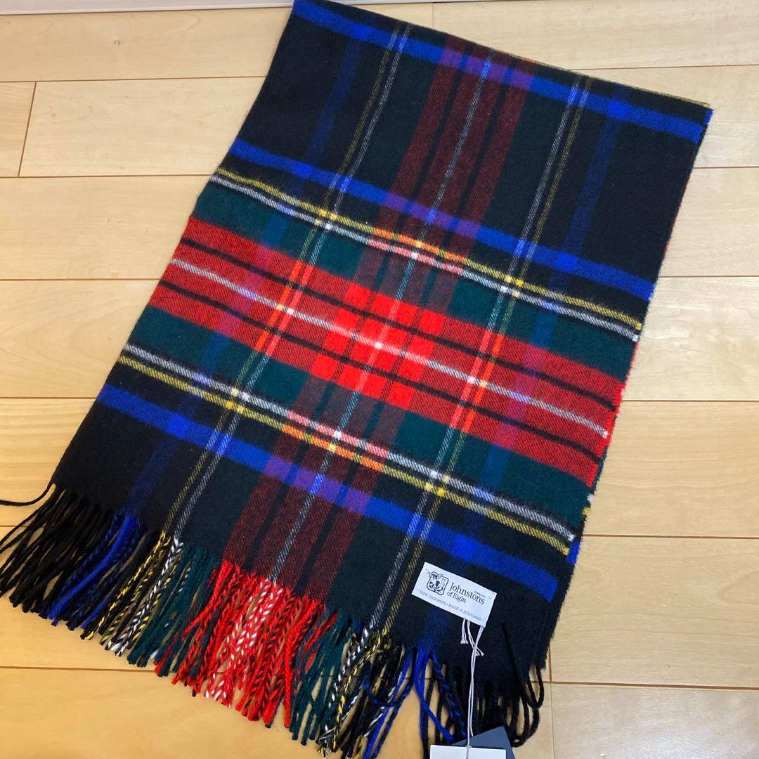 Johnstons of Elgin大判ストール ブラックスチュワート新品