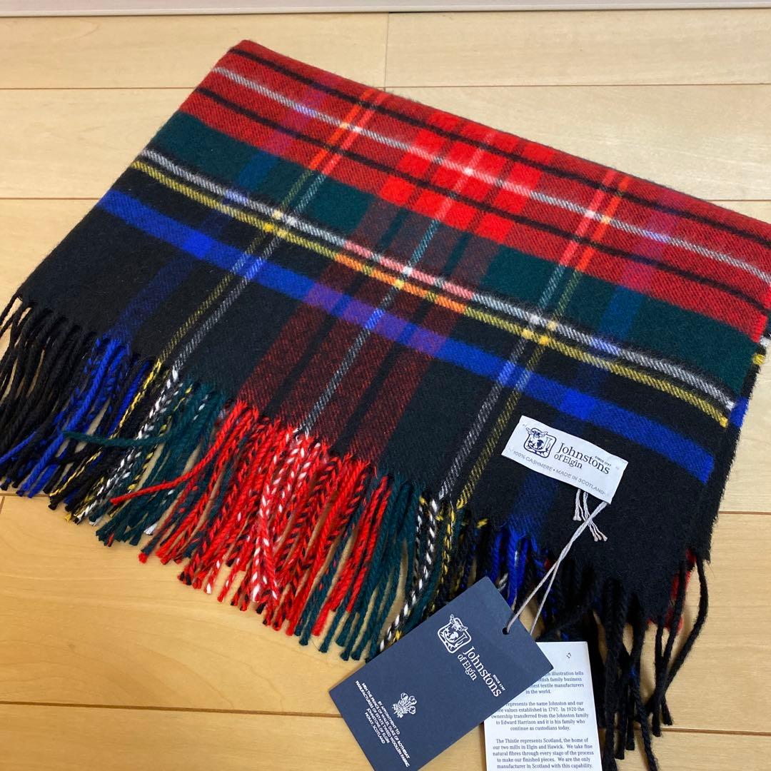 Johnstons of Elgin大判ストール ブラックスチュワート新品