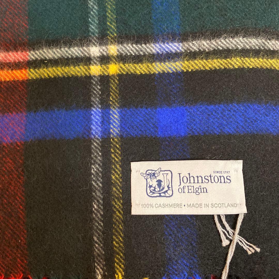 Johnstons of Elgin大判ストール ブラックスチュワート新品