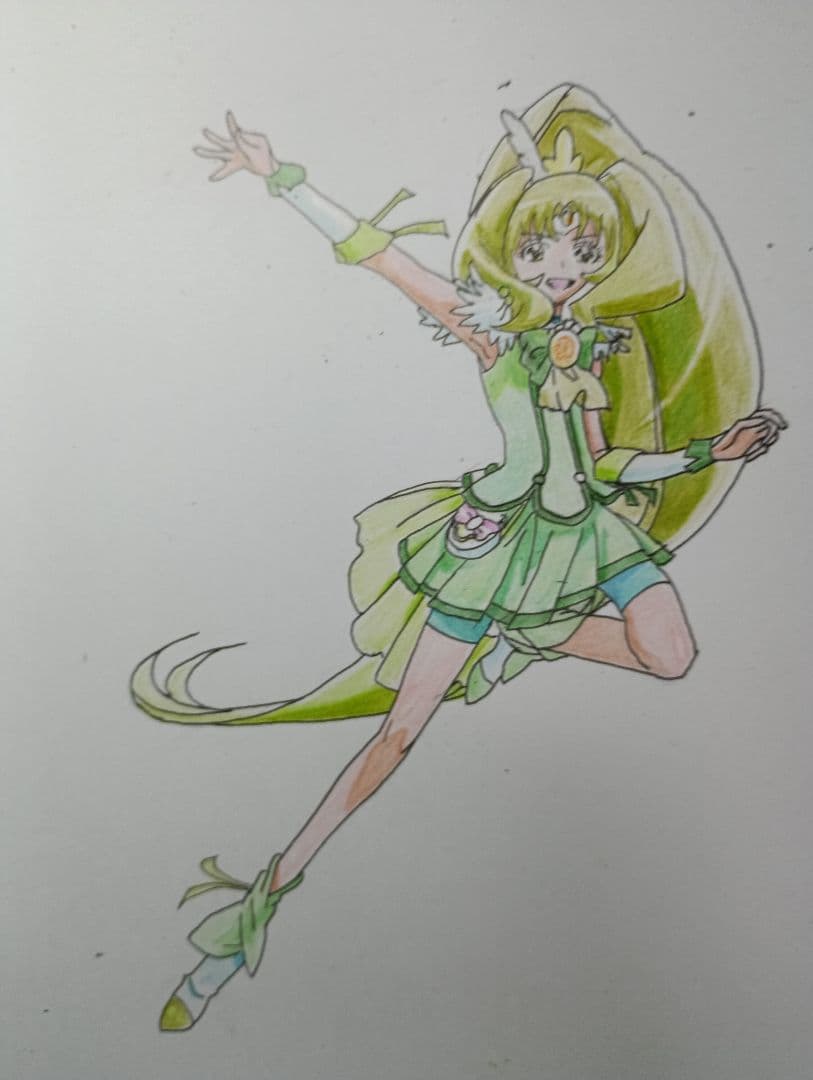 アニメキャラクター 緑色 ジャンプ