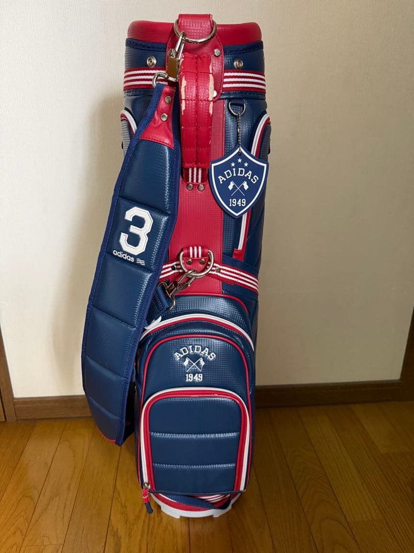 【adidas】キャディバッグ ゴルフバッグ ネイビー×レッド
