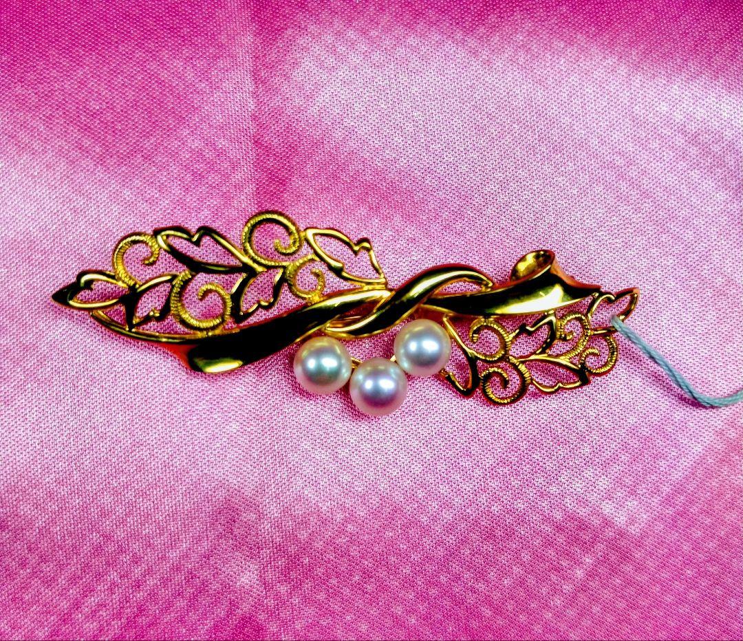 K18アコヤ真珠ブローチ