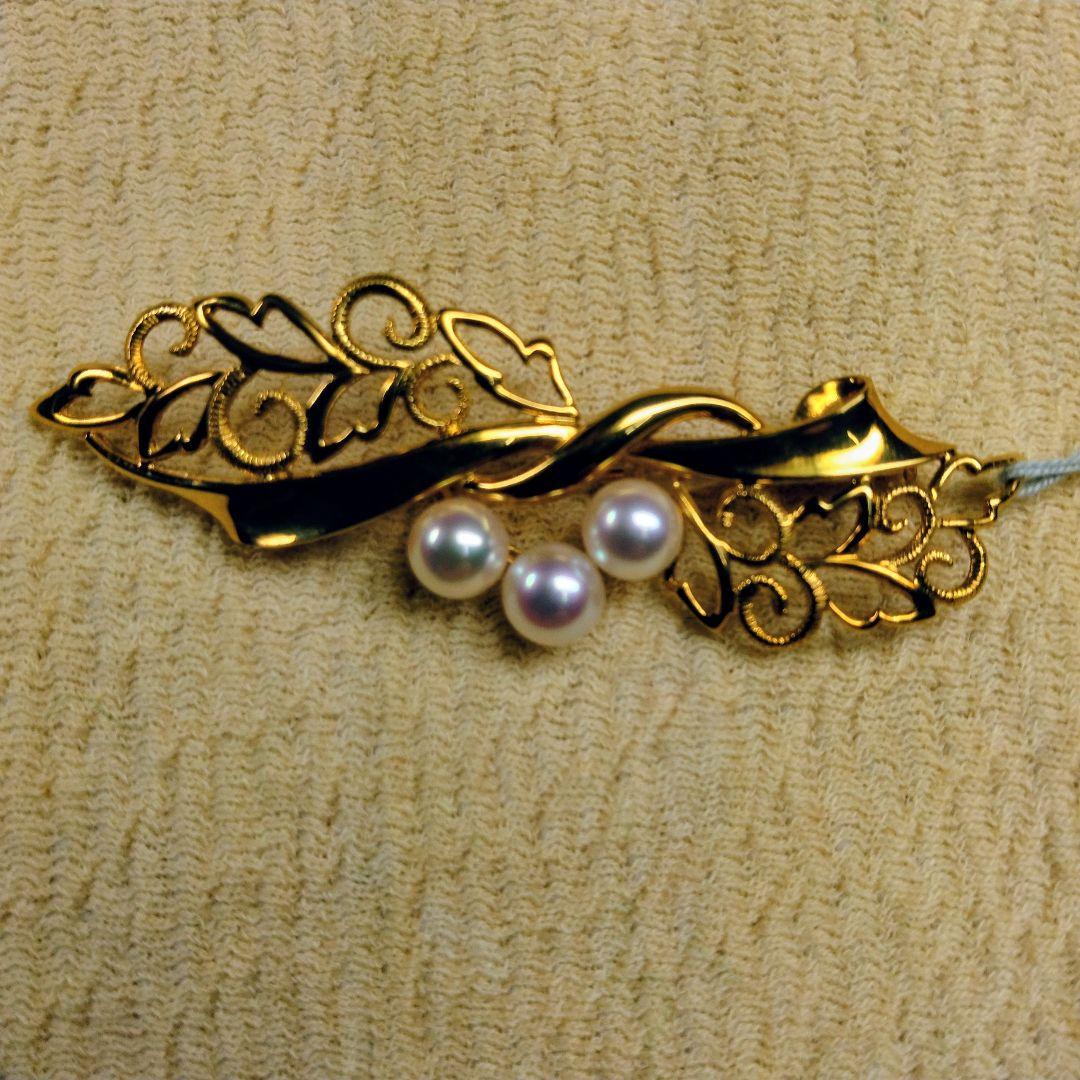 K18アコヤ真珠ブローチ