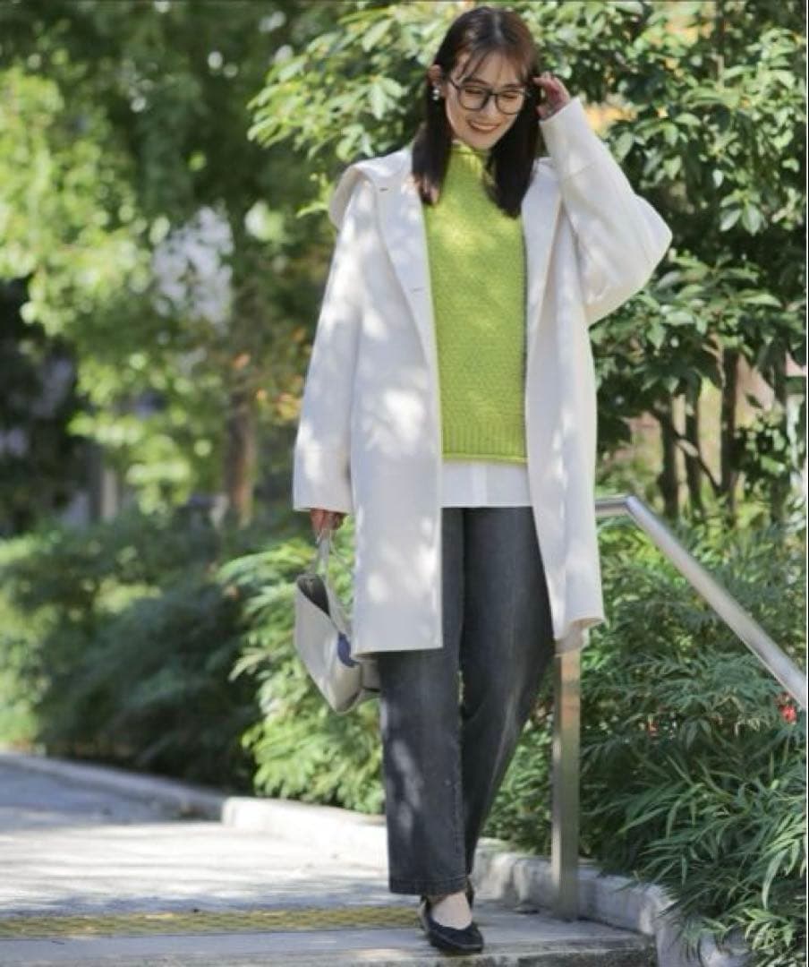 nano・universe スーパー140ウールリバーフードコート 白