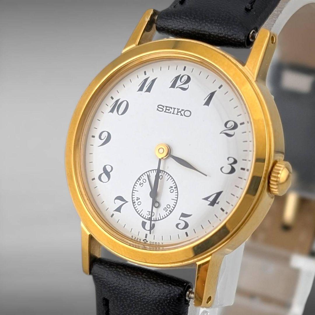 【新品ベルト・稼働・美品】セイコー スイスセイコー スモセコ 手巻き ゴールド