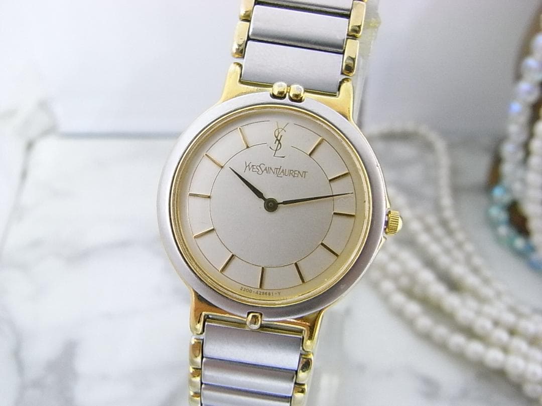 美品　ヴィンテージ　YSL　イヴサンローラン　レディース　ウォッチ　薄19