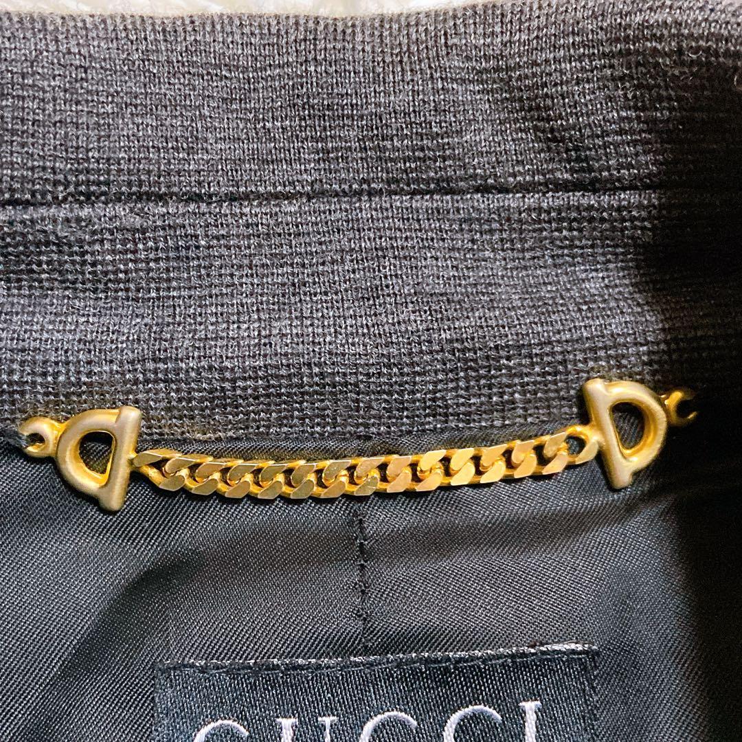 良品☆グッチ　ウールコート　ジャケット　ダブルブレスト　チェーン　ペプラム　42