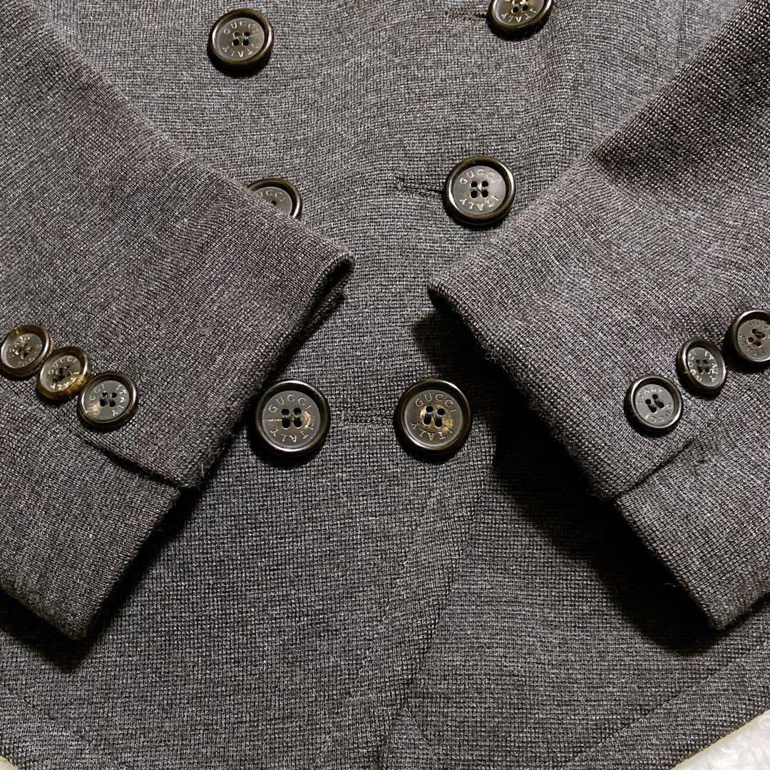 良品☆グッチ　ウールコート　ジャケット　ダブルブレスト　チェーン　ペプラム　42