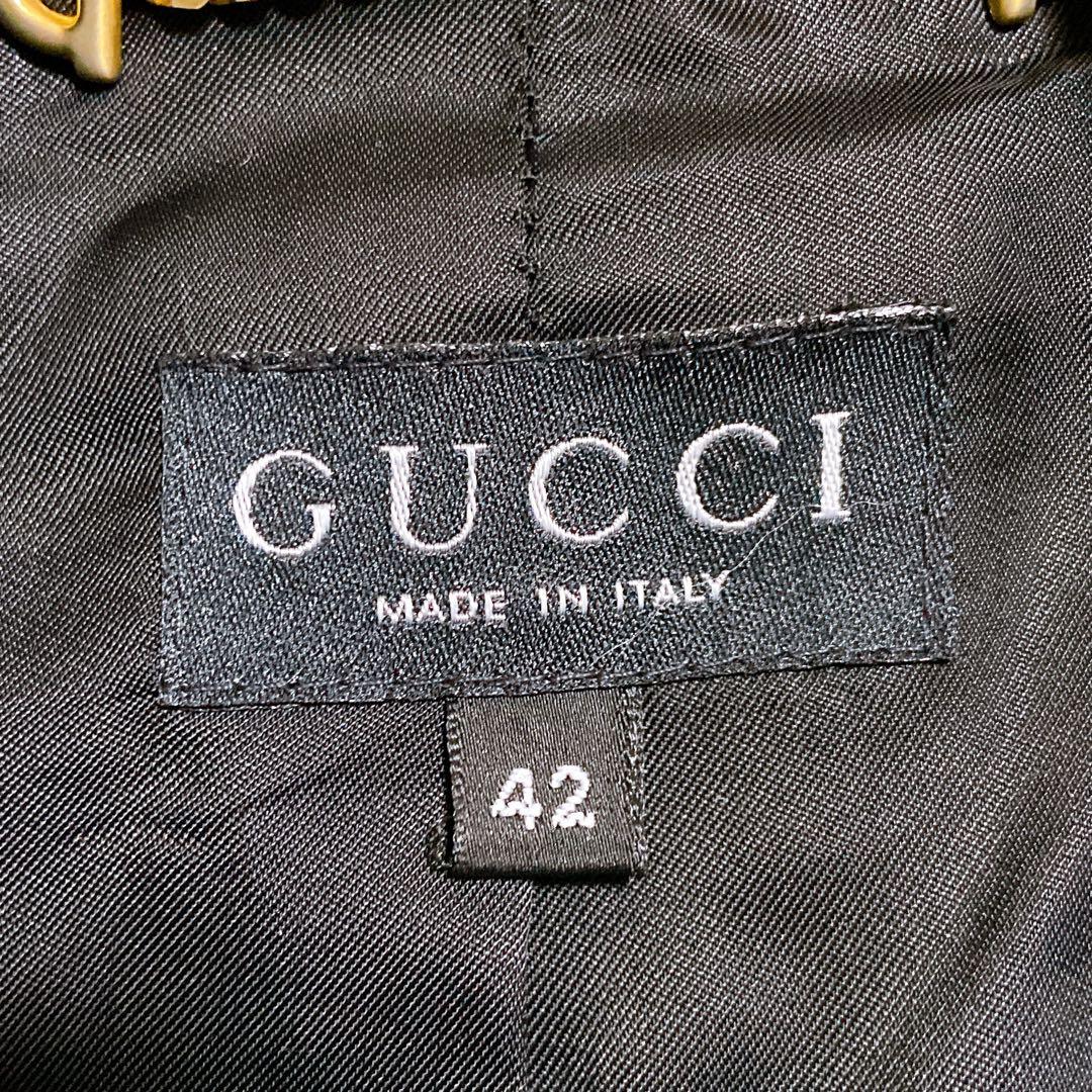 良品☆グッチ　ウールコート　ジャケット　ダブルブレスト　チェーン　ペプラム　42