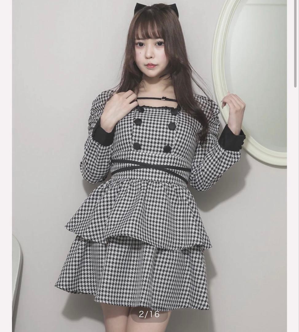 クロスベルトティアードワンピース pium ホワイトミックス 最終お値下げ