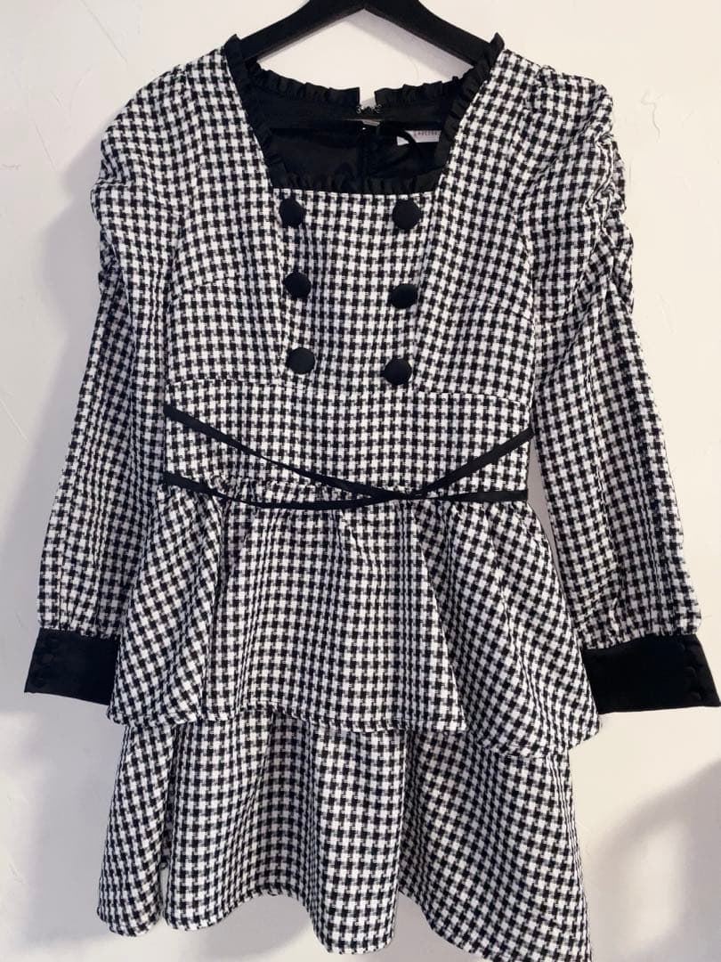 クロスベルトティアードワンピース pium ホワイトミックス 最終お値下げ