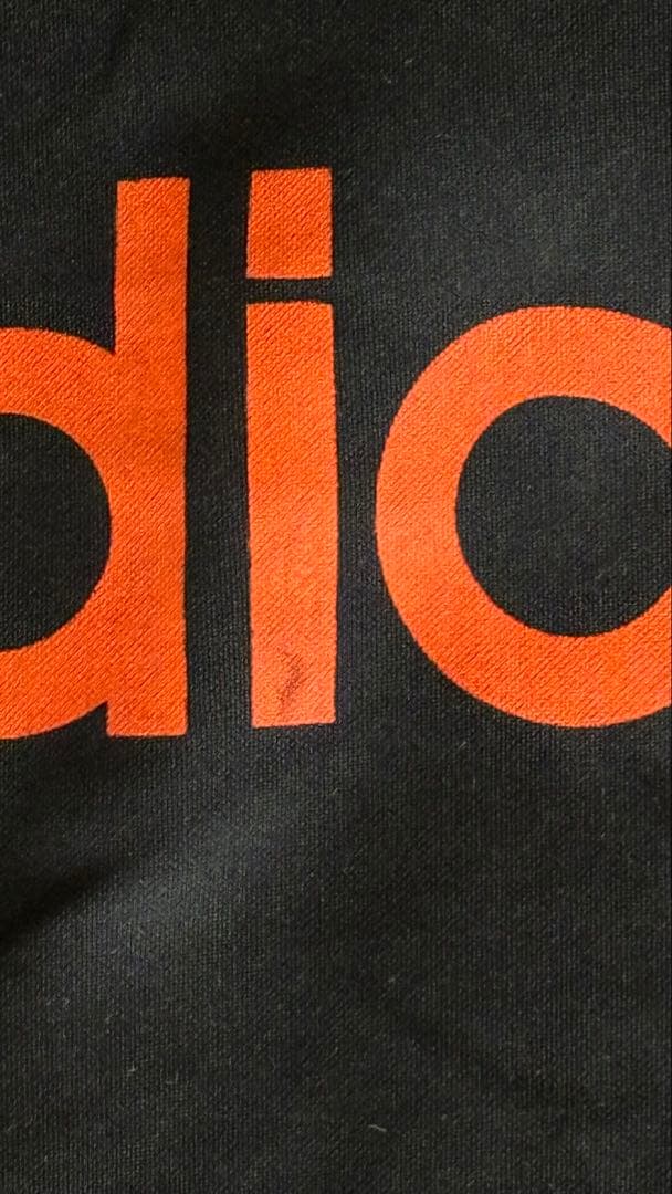 【希少XL】アディダス デサント製 トラックジャケット 黒 オレンジ バックロゴ