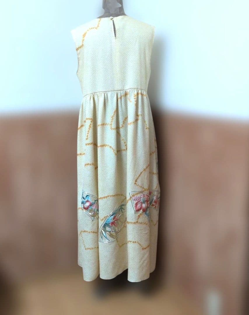 着物リメイクワンピース♪17♪振り袖♪122cm♪絞り刺繍