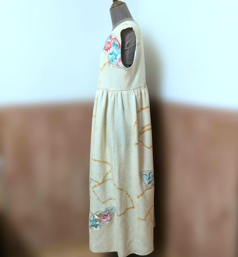 着物リメイクワンピース♪17♪振り袖♪122cm♪絞り刺繍