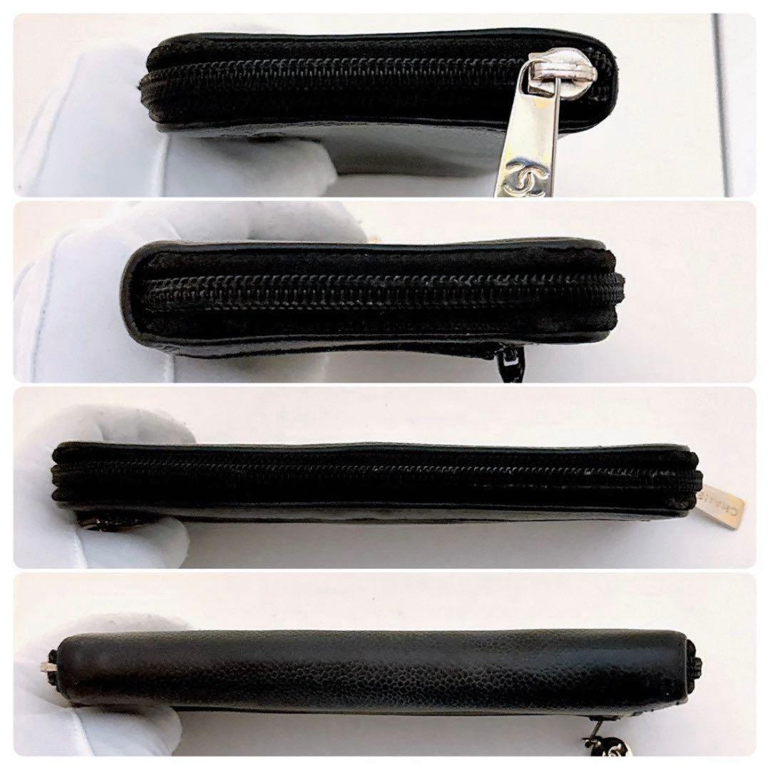 石*明様 CHANEL キャビアスキン ココマーク ラウンドファスナー 長財布