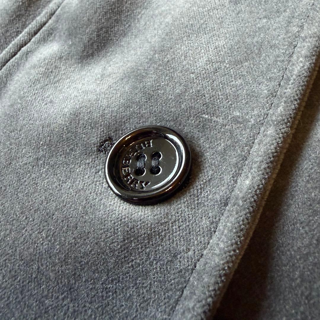 大きいサイズ✨46 美品　バーバリーロンドン　ベロアジャケット　チャコールグレー