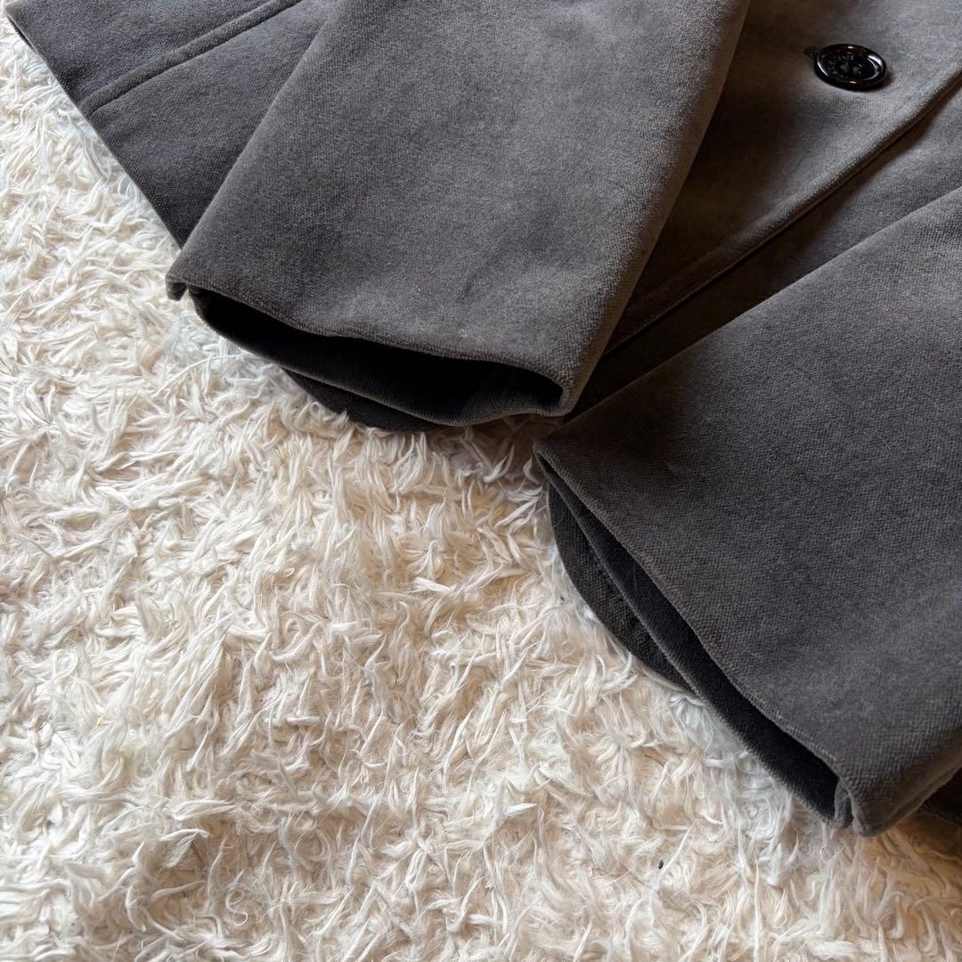 大きいサイズ✨46 美品　バーバリーロンドン　ベロアジャケット　チャコールグレー