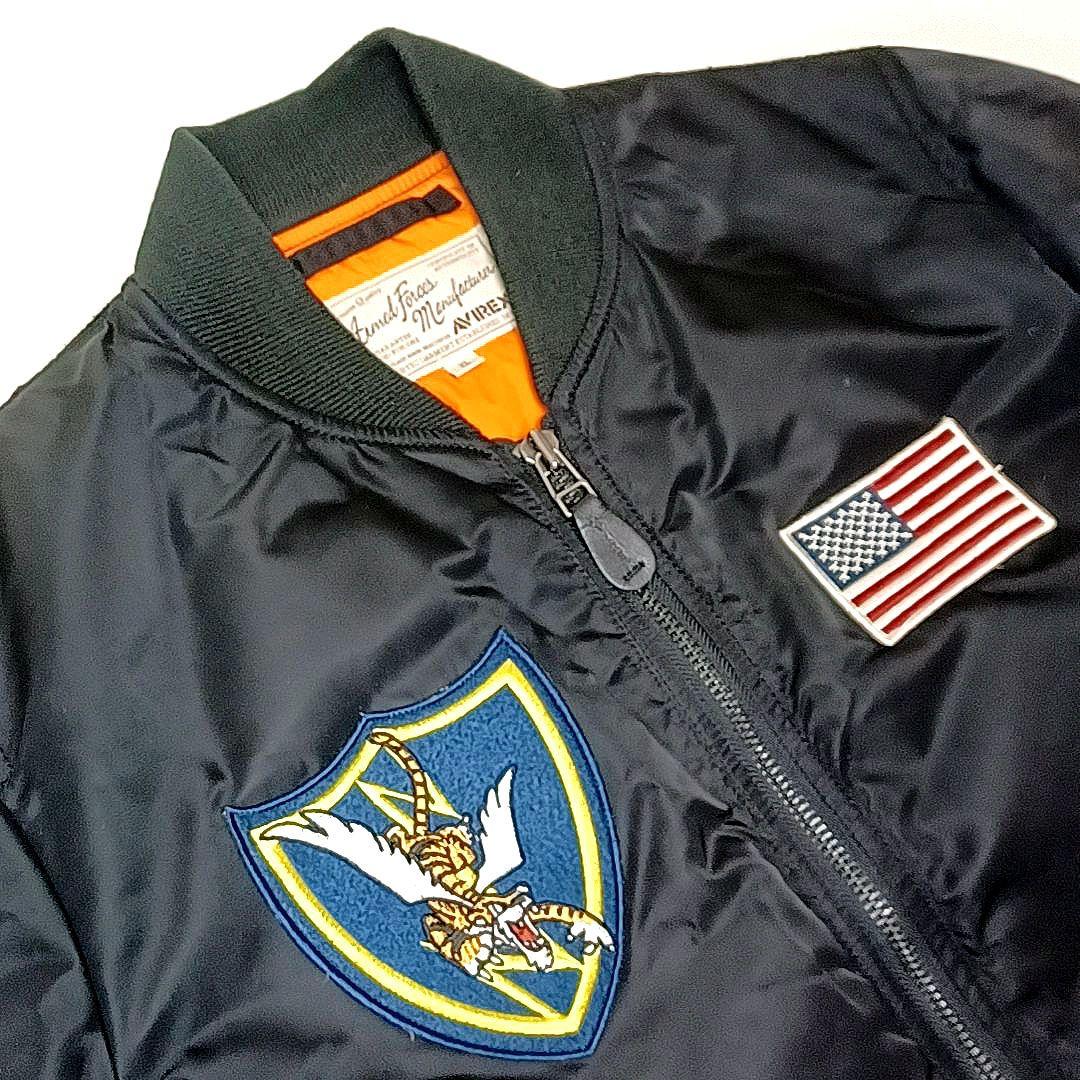 【美品★XL】AVIREX　FLYING TIGERS　MA-1　中綿　ブラック