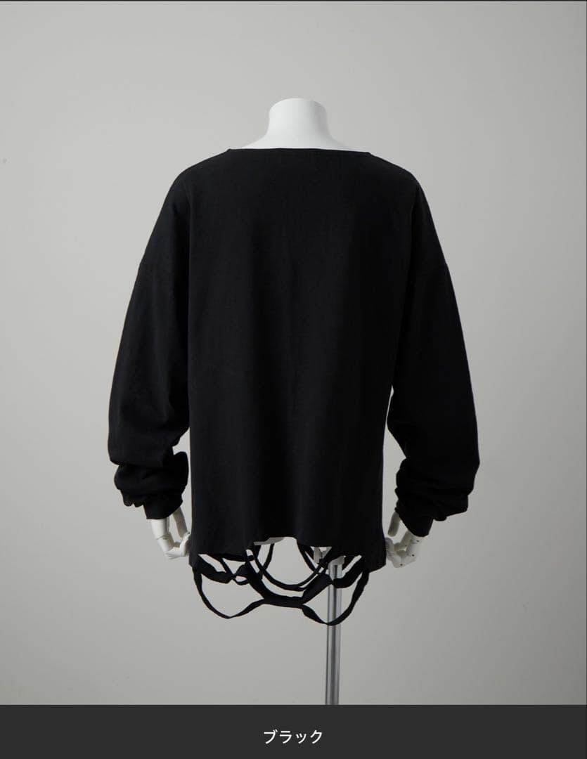 【GRANCY】ラインストーンデザイン グラフィックダメージ ロンT Lサイズ黒