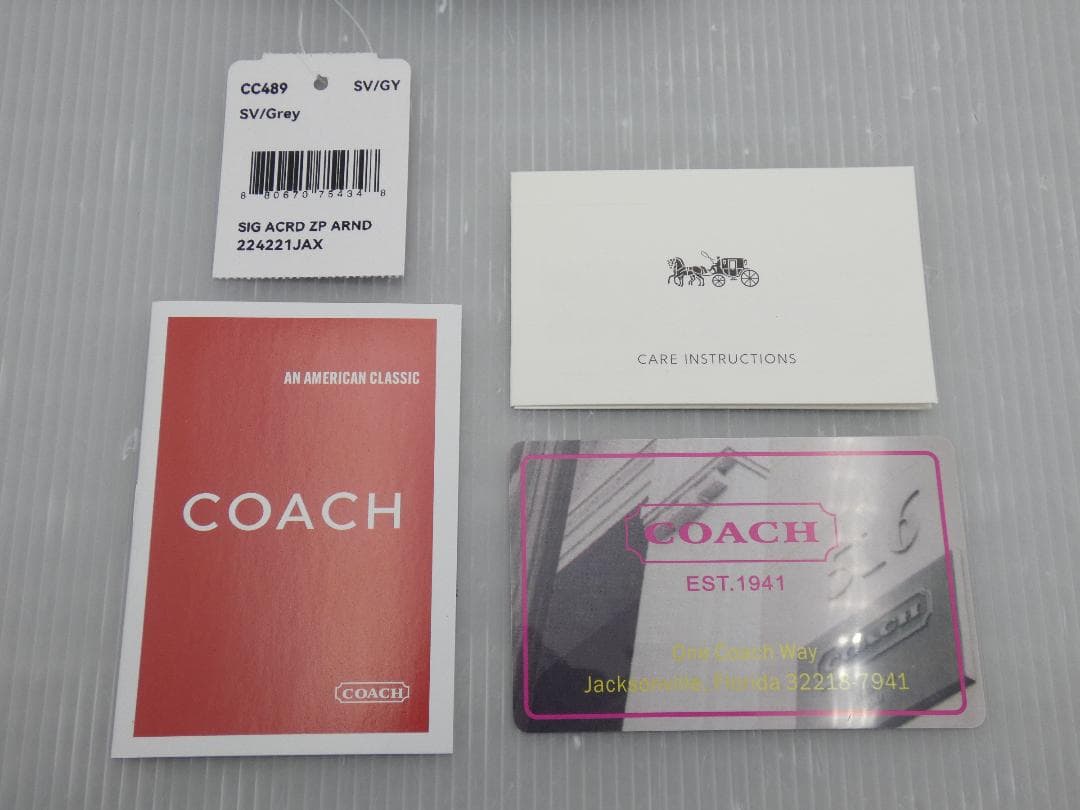 【新品】COACH コーチ ラウンド 長財布 CC489 ウォレット グレー系