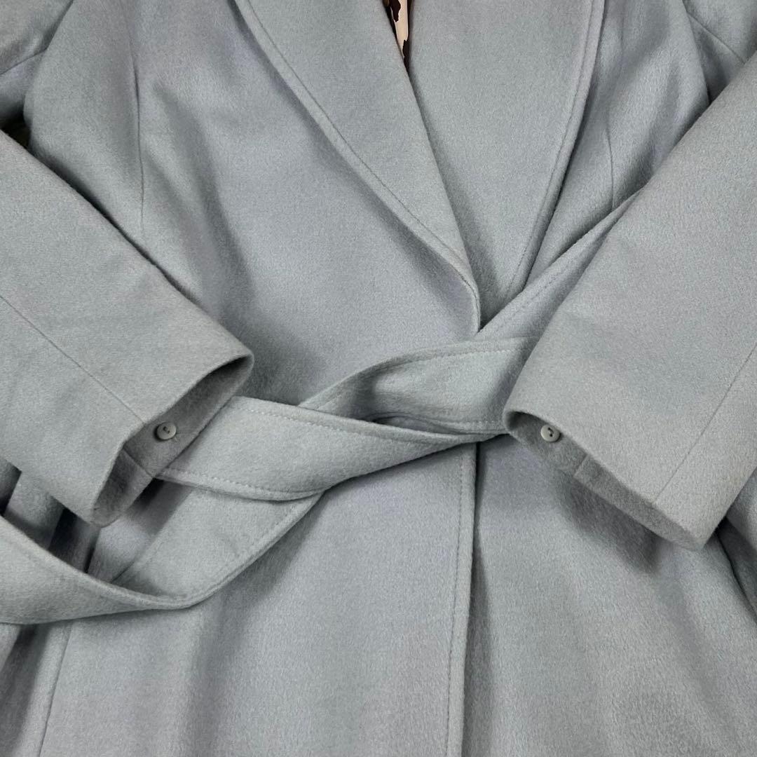 DURAS カシミヤ100% 3way フォックスファーコート F ブルー 豹柄