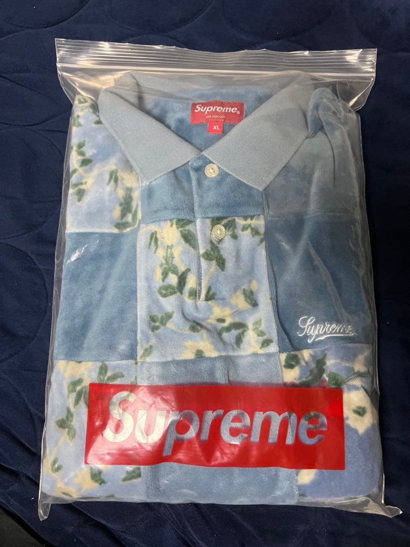 トップス XL Supreme Floral Patchwork Velour Polo