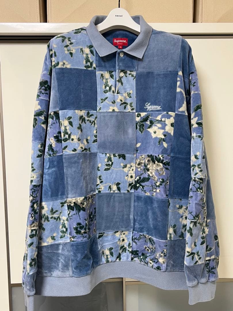 トップス XL Supreme Floral Patchwork Velour Polo