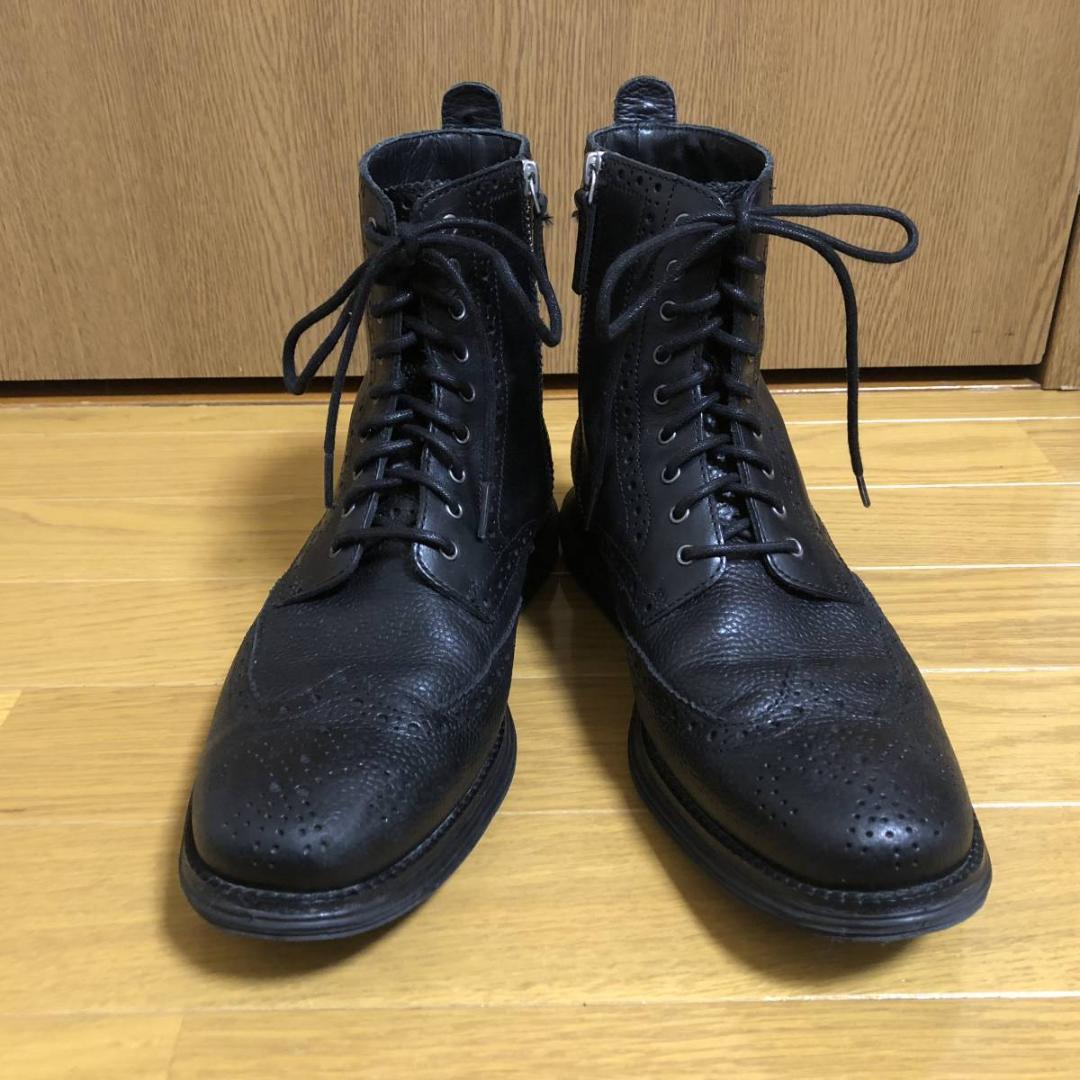 コールハーン ジップアップ ウイングチップブーツ