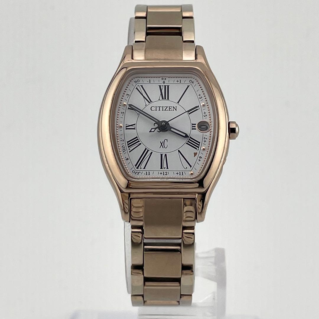 【稼働/付属品付き】シチズン　XC クロスシー　電波ソーラー　スクエア　腕時計