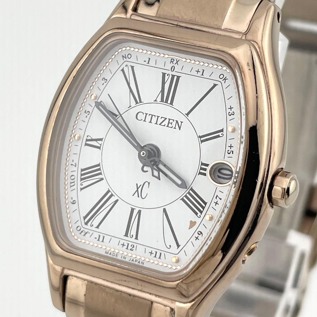 【稼働/付属品付き】シチズン　XC クロスシー　電波ソーラー　スクエア　腕時計