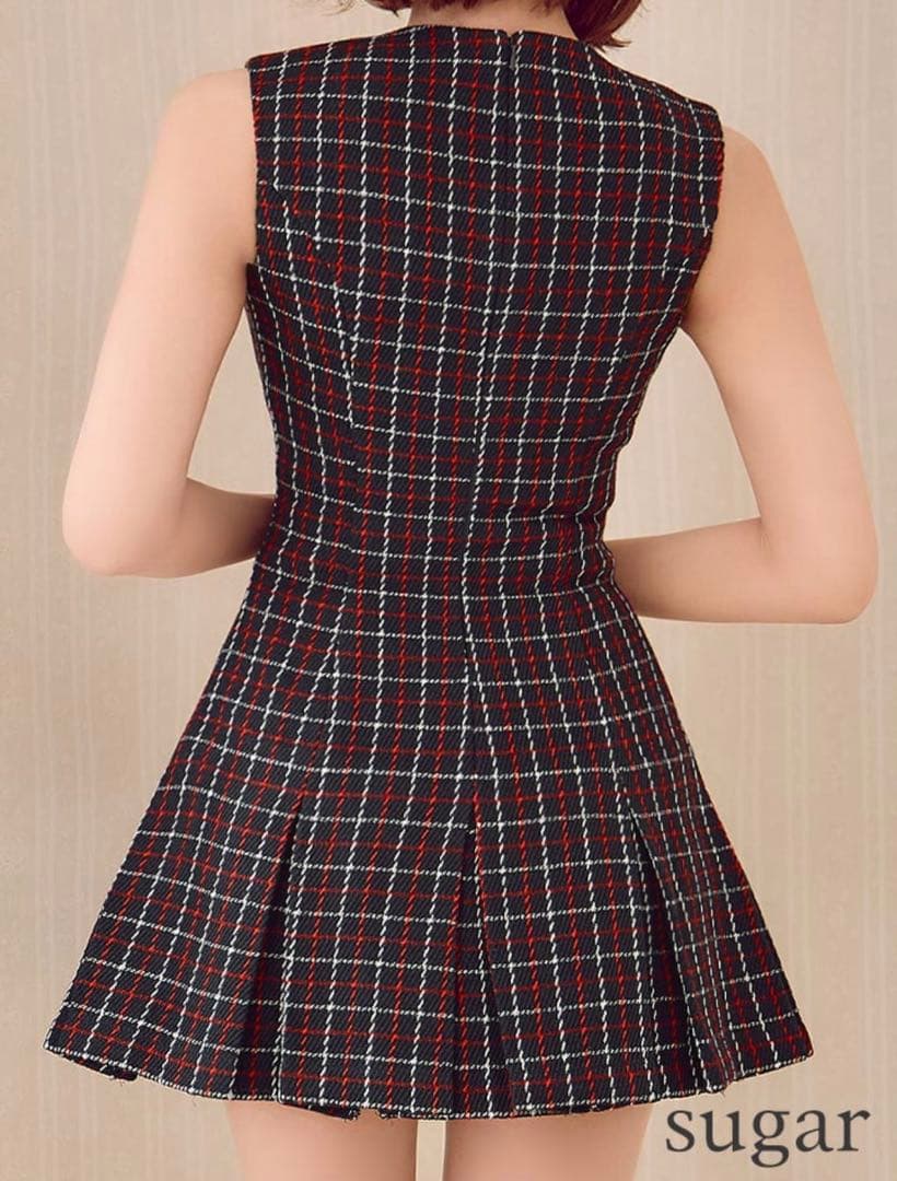 【タグ付き新品】DEA チェック ノースリーブ ミニドレス キャバドレス XS